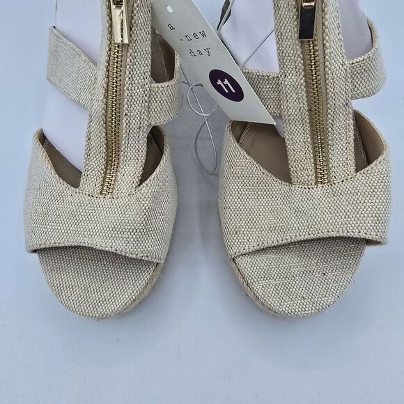Women's Carla A New Day Espadrille Zip Sandals Cream Size 11 New With Tags Pumps - Picture 4 of 10